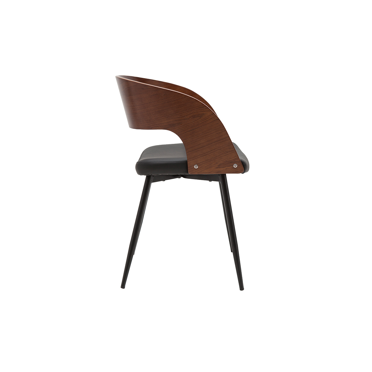 Chaises design bois foncé noyer, assises et métal noirs (lot de 2) RIFF noyer / noir, MILIBOO
