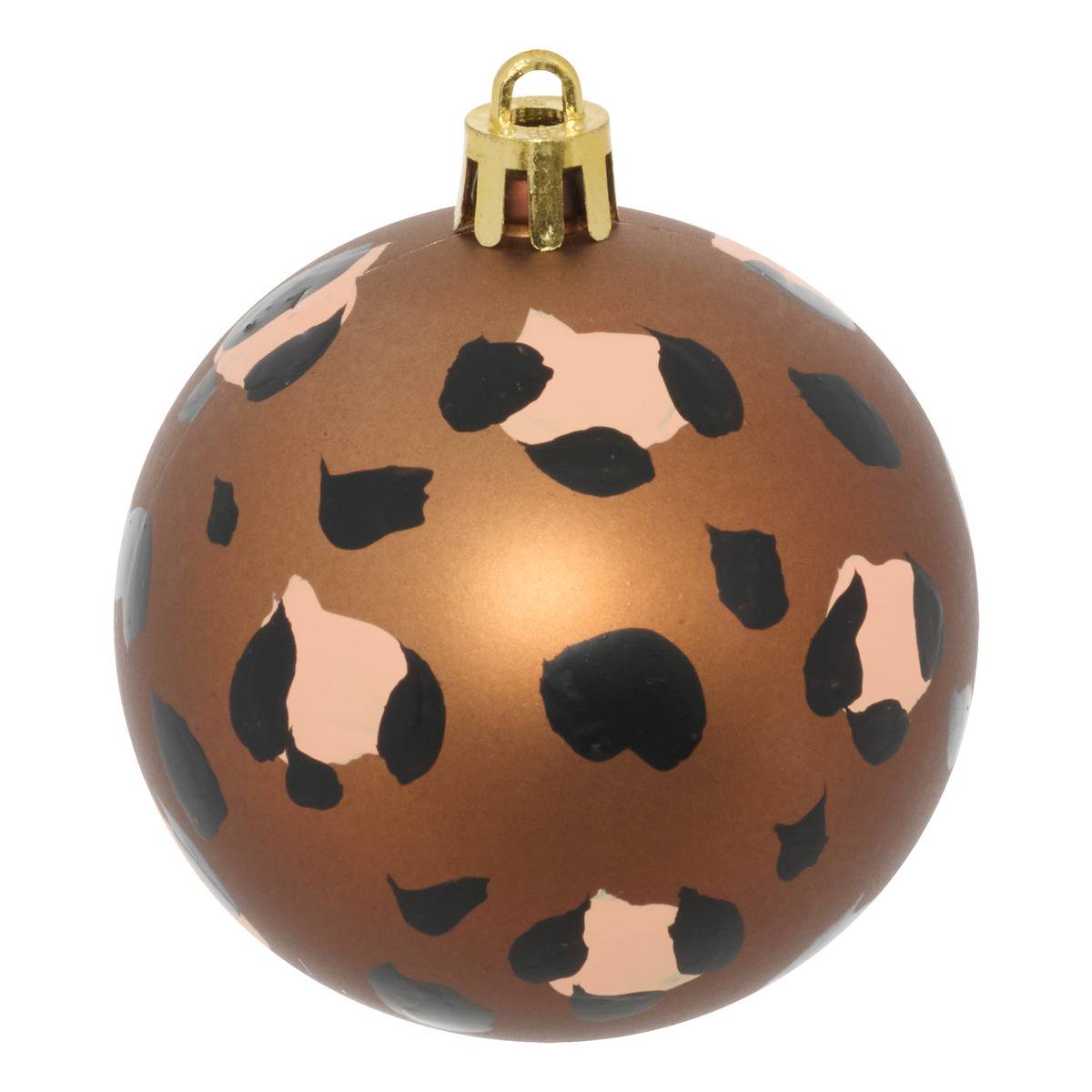 Lot de 6 boules de Noël en plastique motif léopard ambré D. 60 mm dore, FEERIC LIGHTS & CHRISTMAS