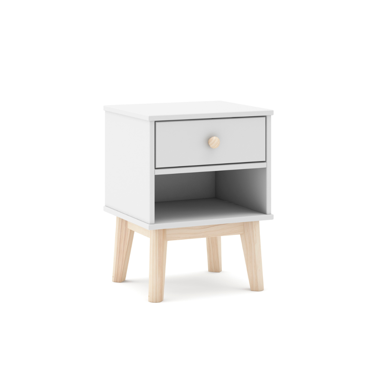 Table de chevet 1 tiroir et 1 niche - SIMON blanc, CALICOSY