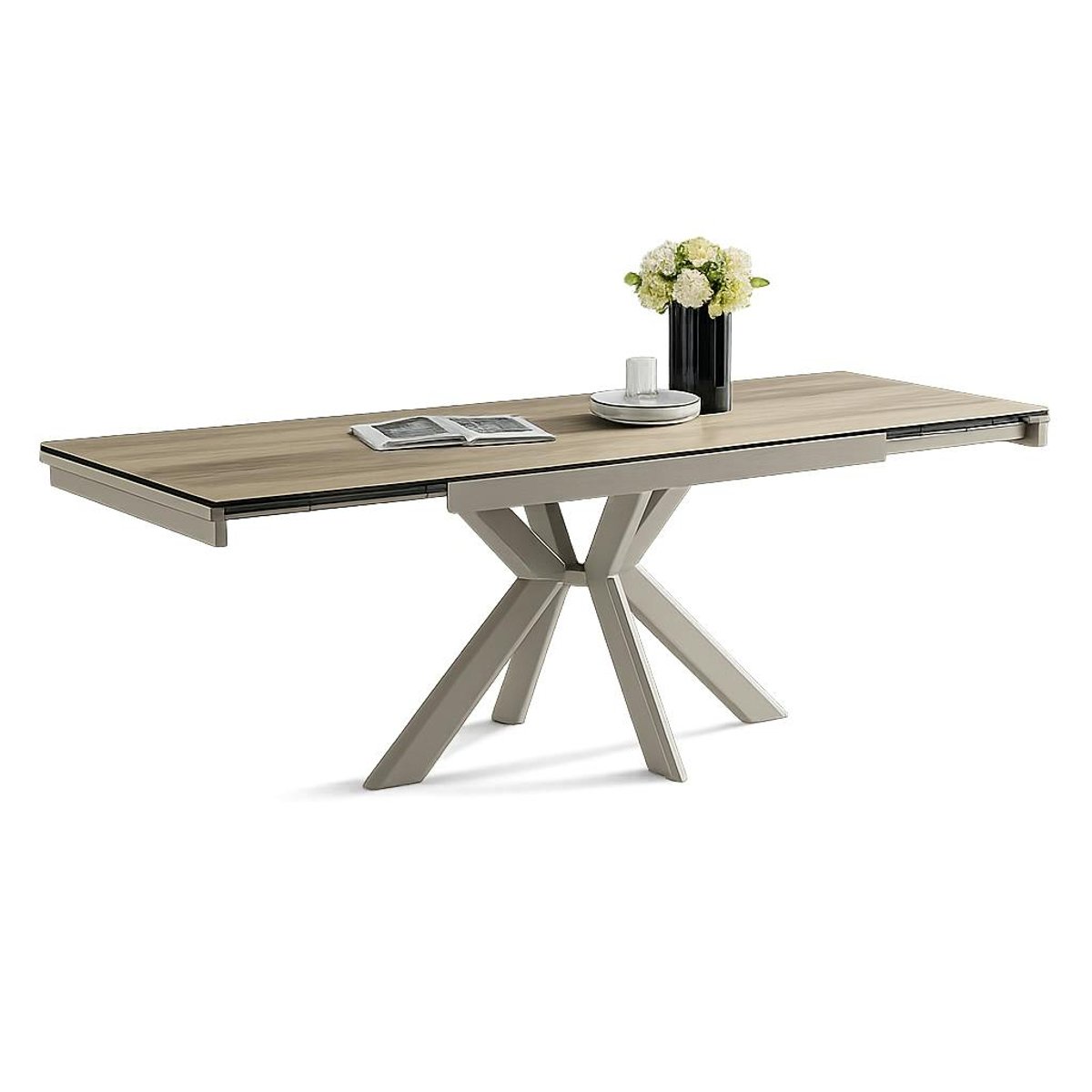 Table céramique extensible effet chêne 120-220 cm LUGANO bois naturel, PIER IMPORT
