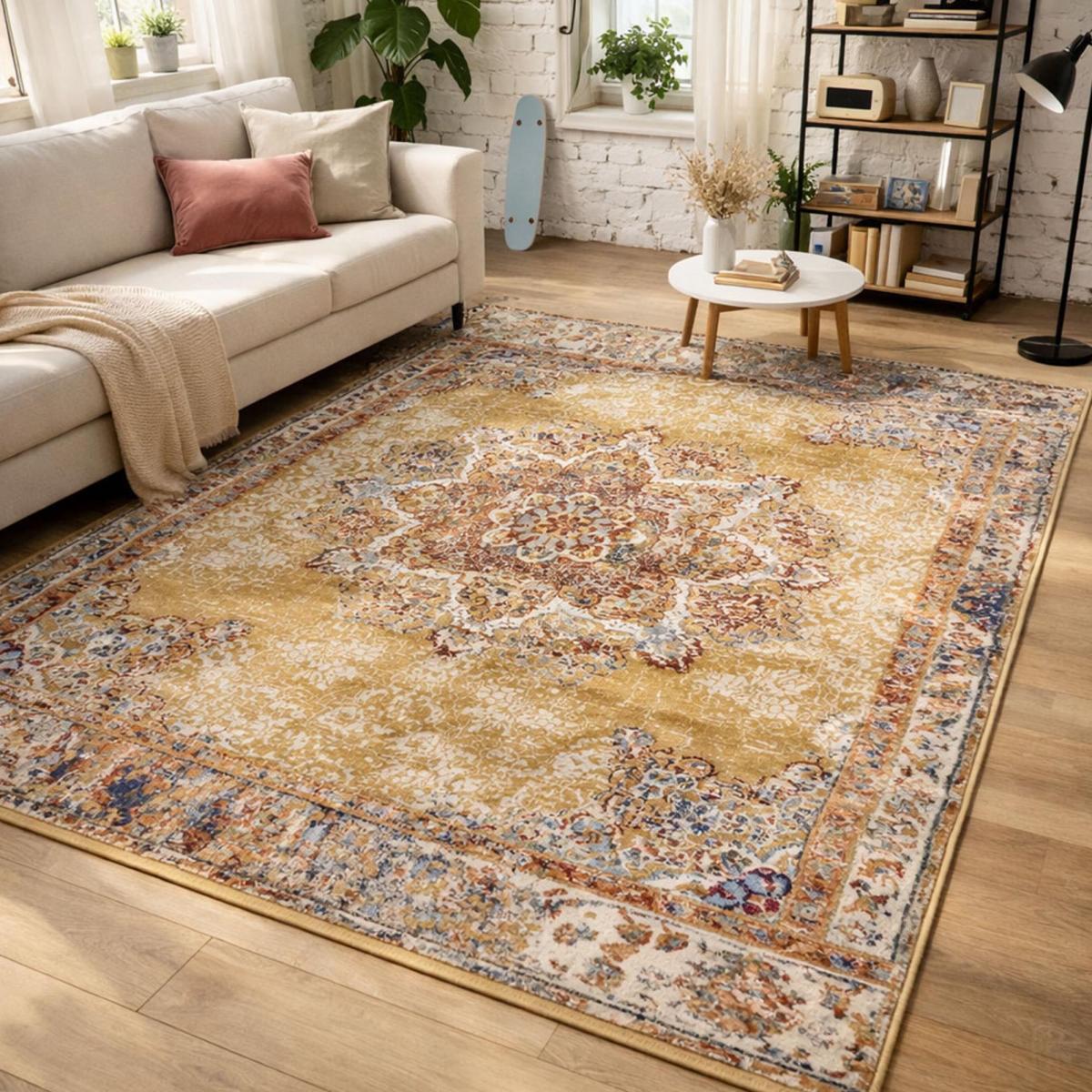 Tapis salon MADERNO, Oriental or, UN AMOUR DE TAPIS