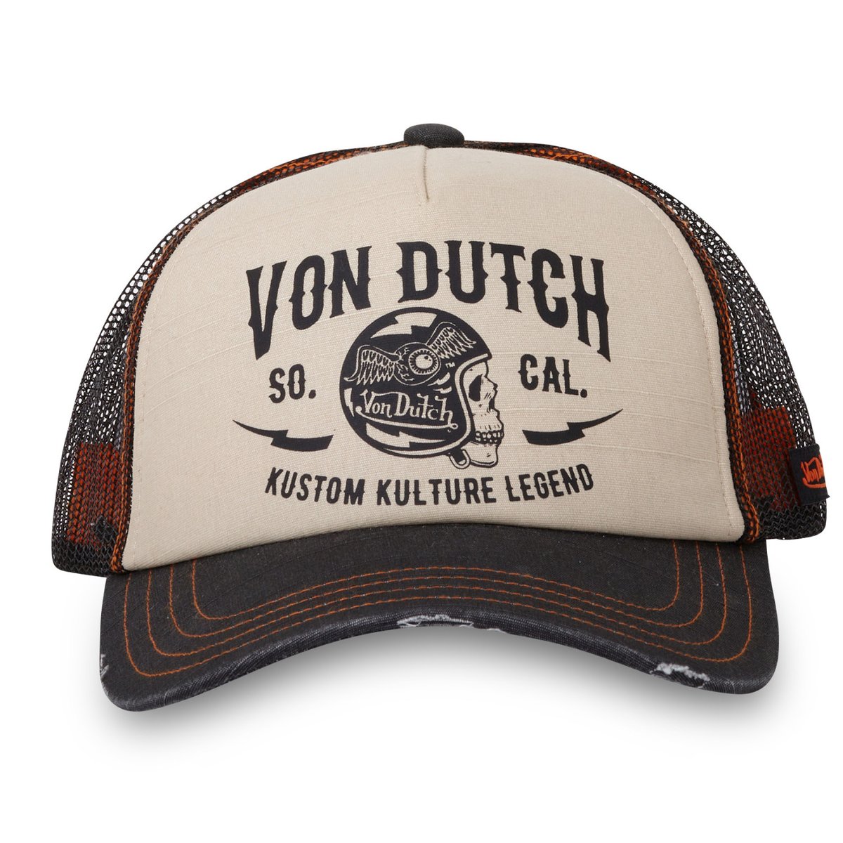 Casquette trucker Crew noir/orange, VON DUTCH