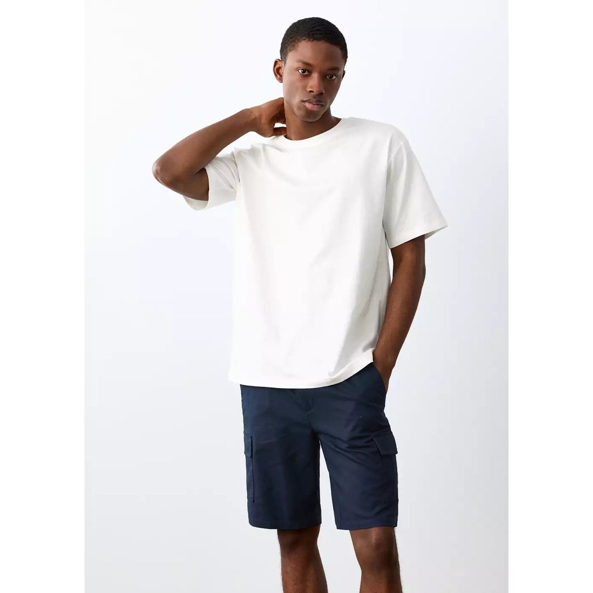 T-shirt basique en coton blanc cassé, MANGO TEEN