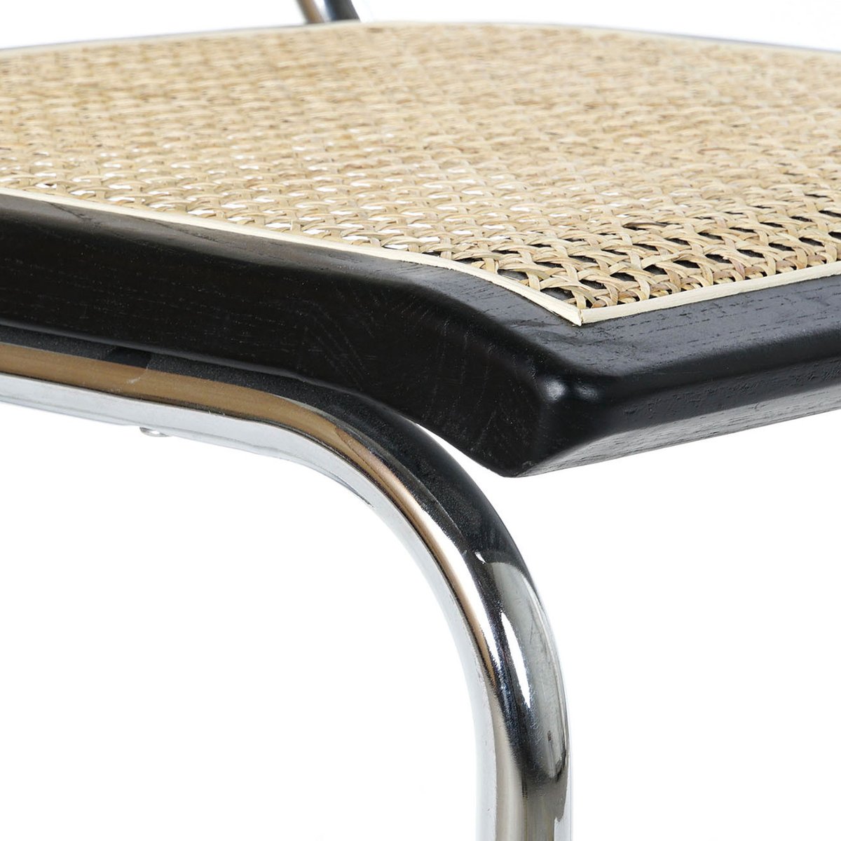 Chaise design bois d'orme noir, cannage rotin et métal 65.5x62x79cm noir, WADIGA