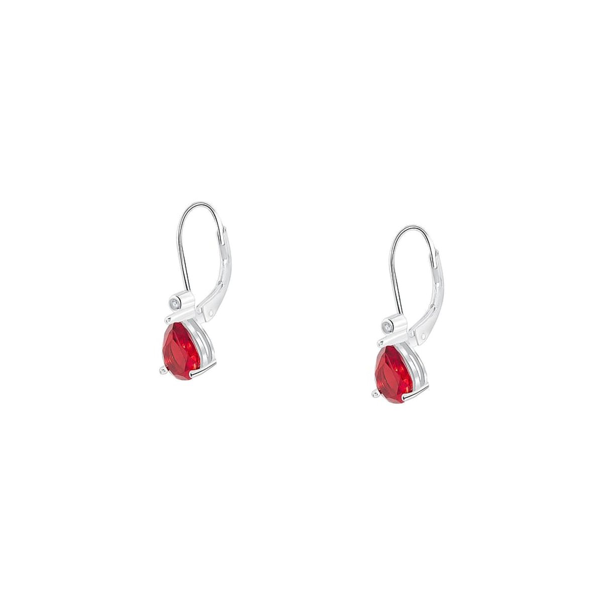 Boucles d'oreilles en Argent/oxyde de zirconium De Zirconium et Oxyde de zirconium argent et rouge, CLEOR