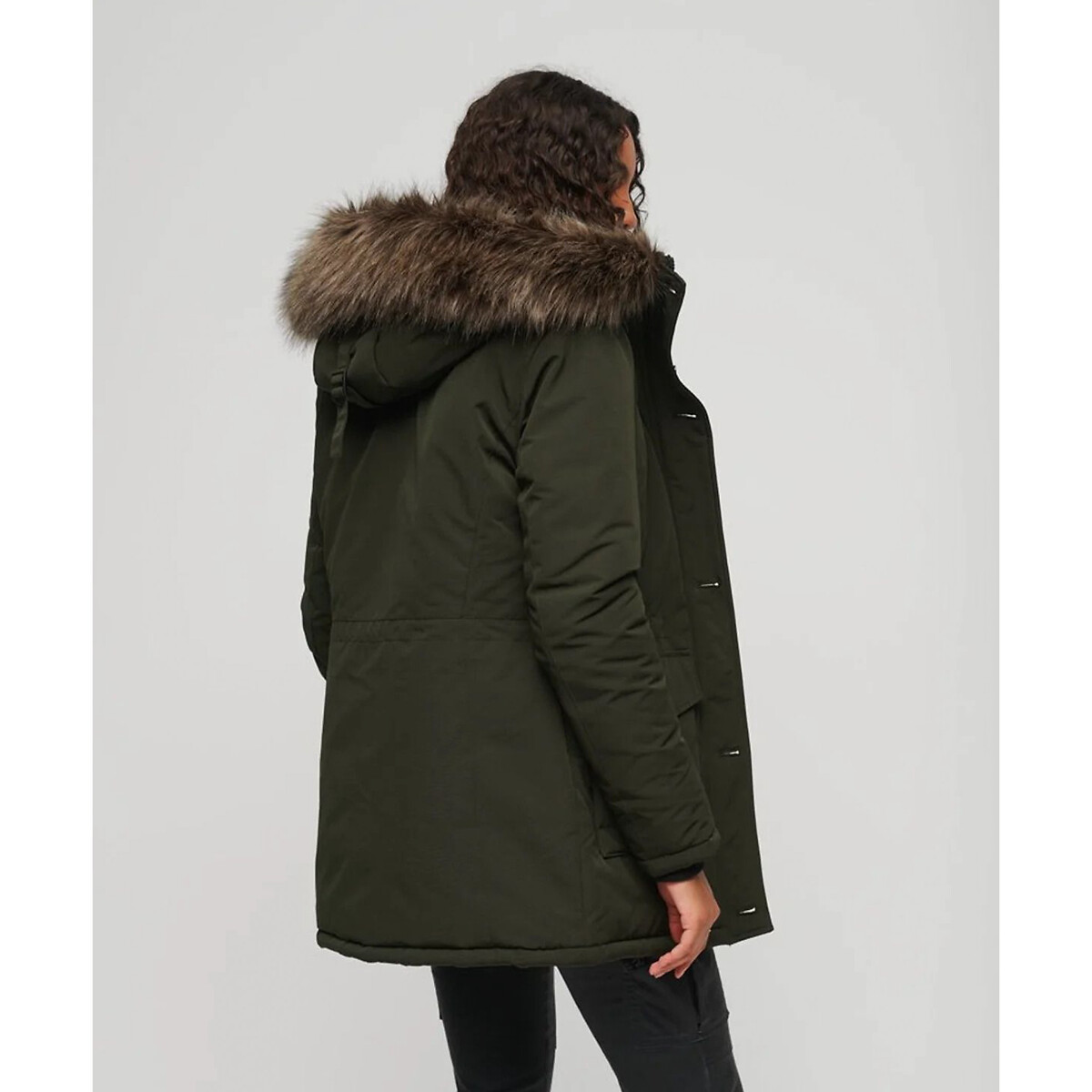 Parka Everest mi-longue à capuche kaki, SUPERDRY