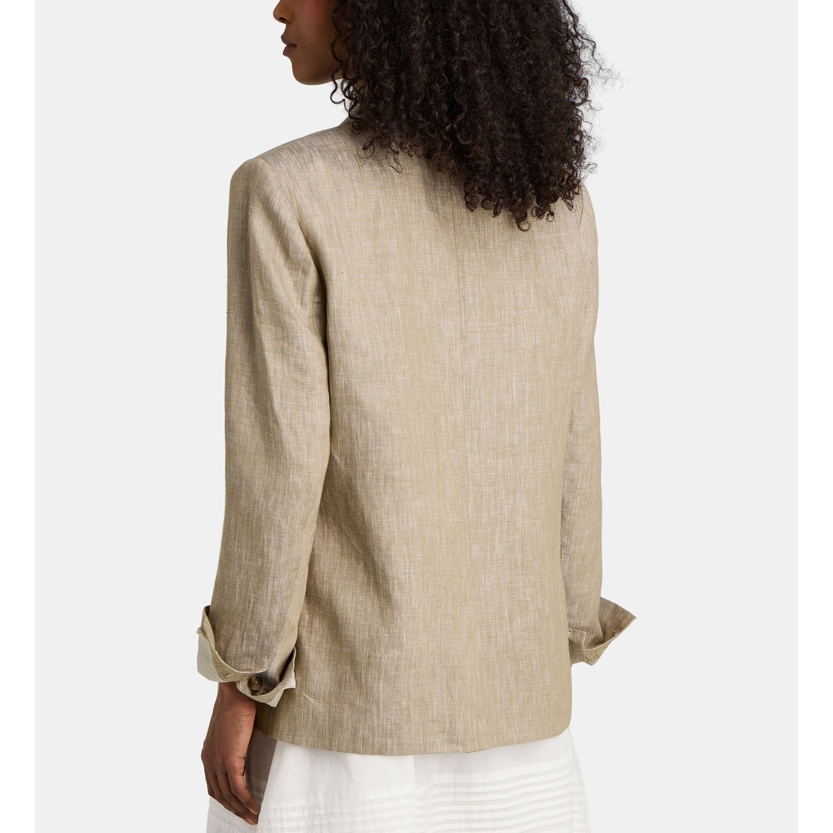 Veste classique napoli droite longue en lin marron taupe, JODHPUR