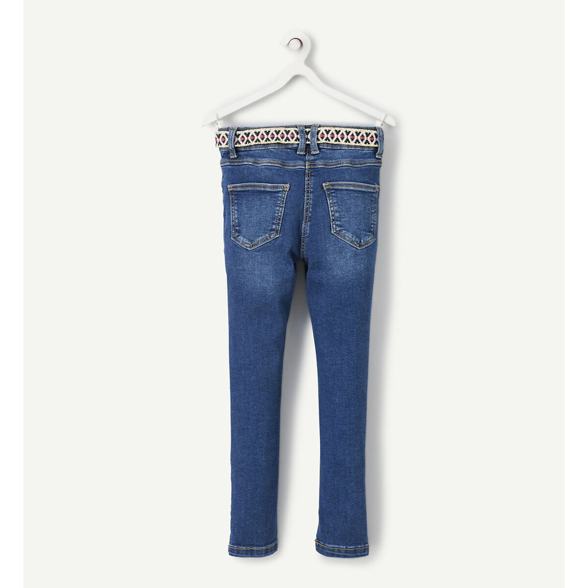 Jean skinny avce ceinture tréssée bleu jean, TAPE A L'OEIL