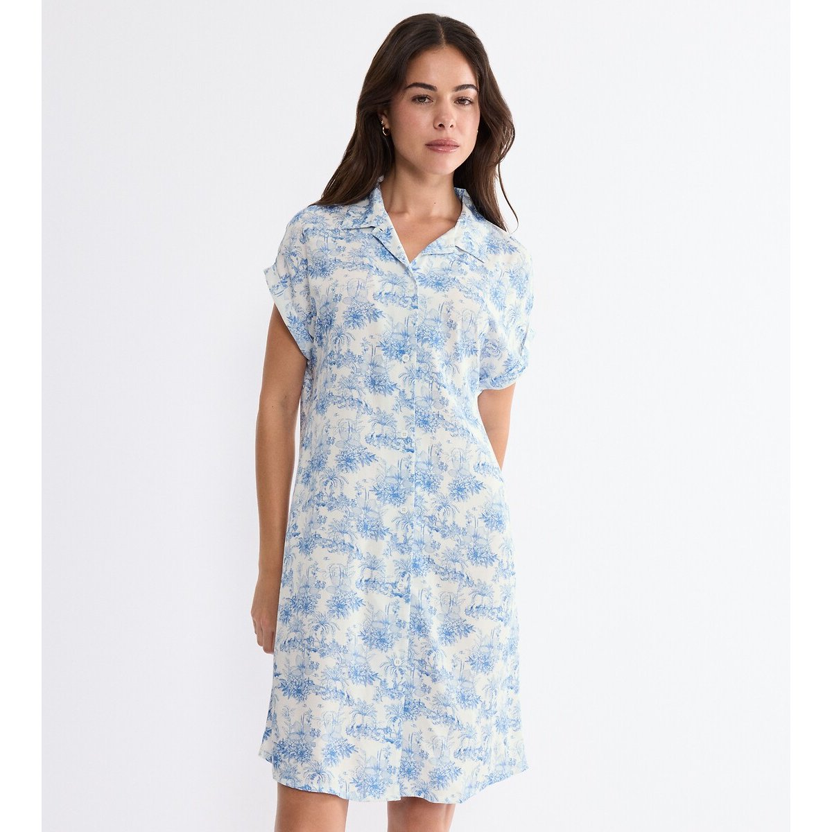 Chemise de nuit imprimée BOYFRIEND FIT imprimé fleur bleu, TRIUMPH