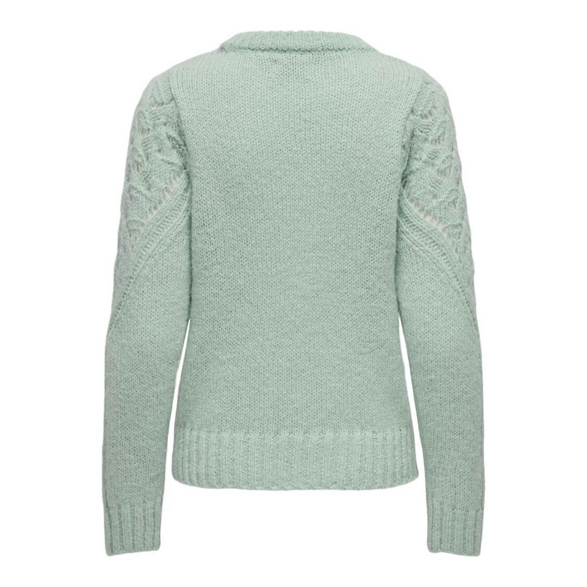 Pull en maille ajourée, col rond vert d'eau, ONLY