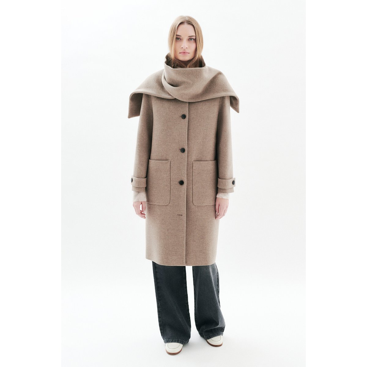 Manteau mi-long en laine GENTIANI taupe, CAROLL