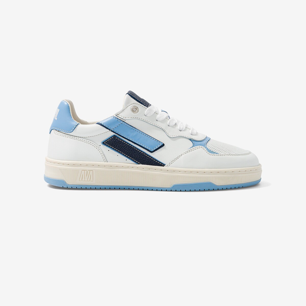 Baskets en cuir Flow blanc/bleu, CAVAL