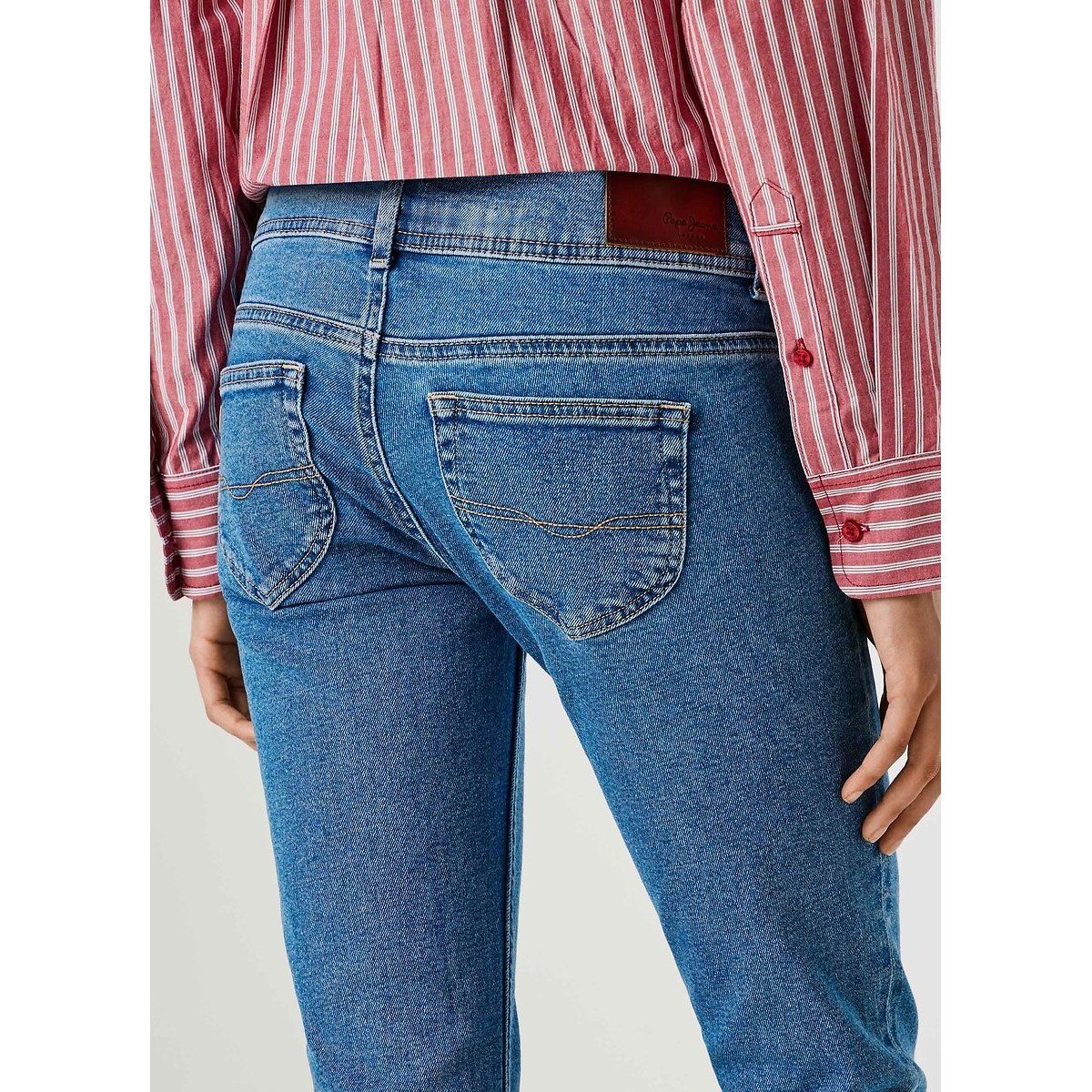 Jean slim taille basse VENUS stone wash bright blue, PEPE JEANS
