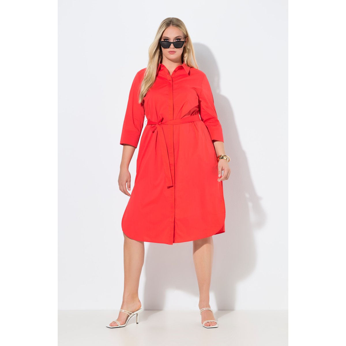 Robe chemisier à coupe évasée litchi, ULLA POPKEN
