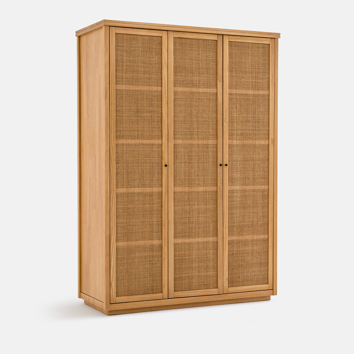 Armoire 3 portes, en pin massif et cannage de rotin, Gabin naturel, LA REDOUTE INTERIEURS