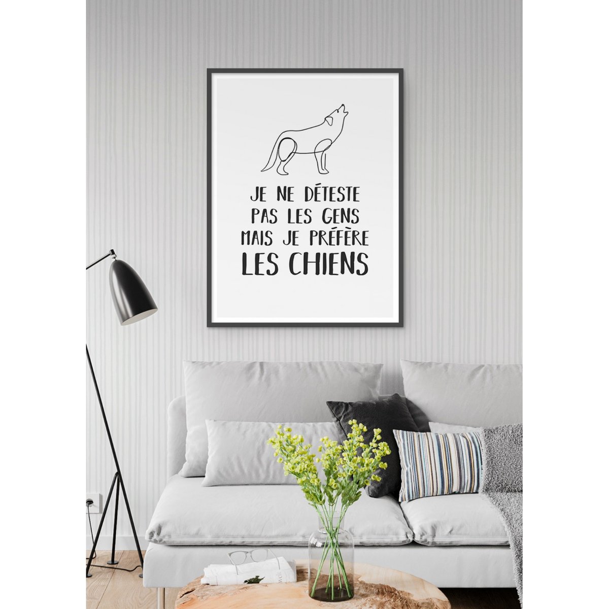 Affiche 'Je préfère les chiens...' blanc, L'AFFICHERIE