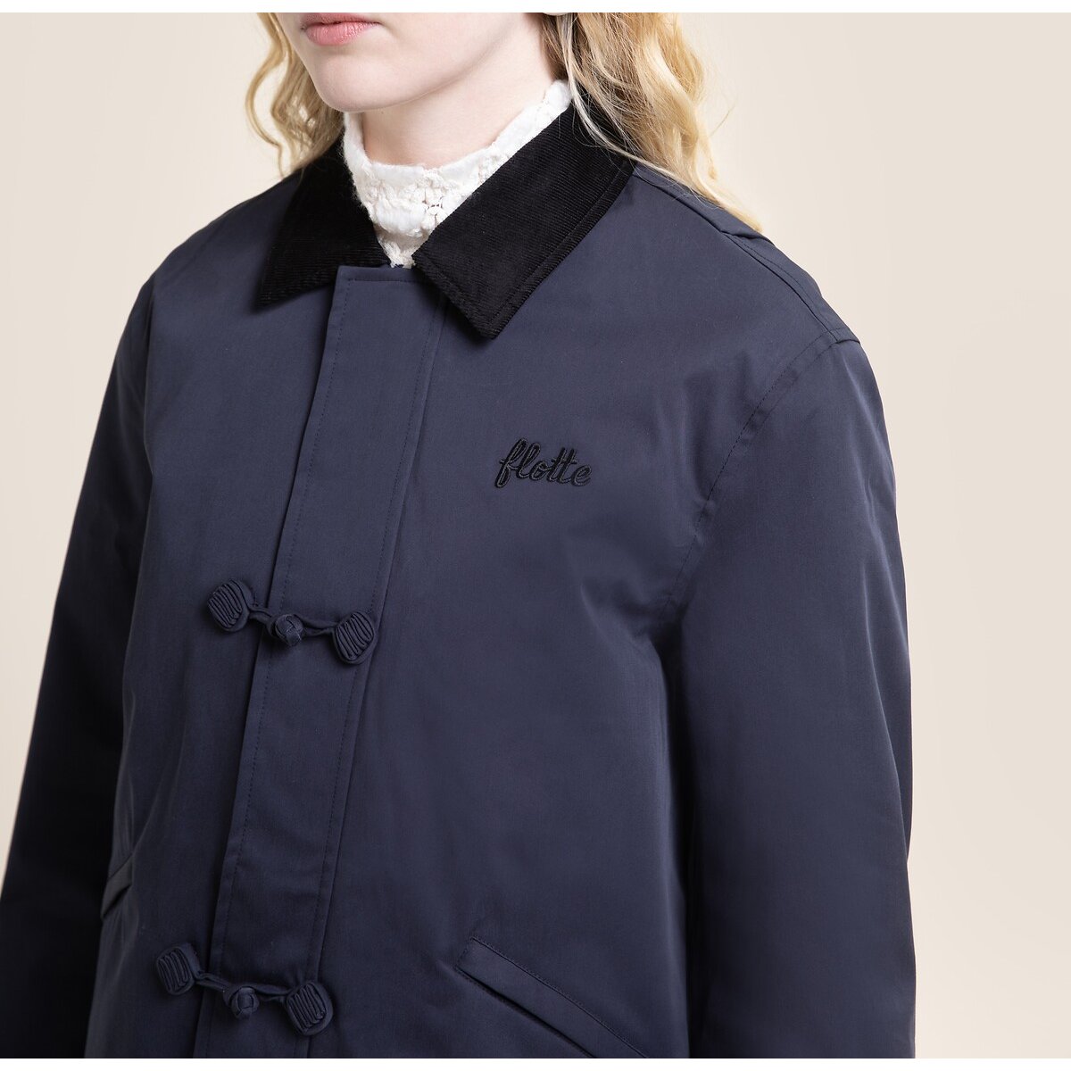 Veste imperméable à brandebourgs, CARNOT indigo, FLOTTE