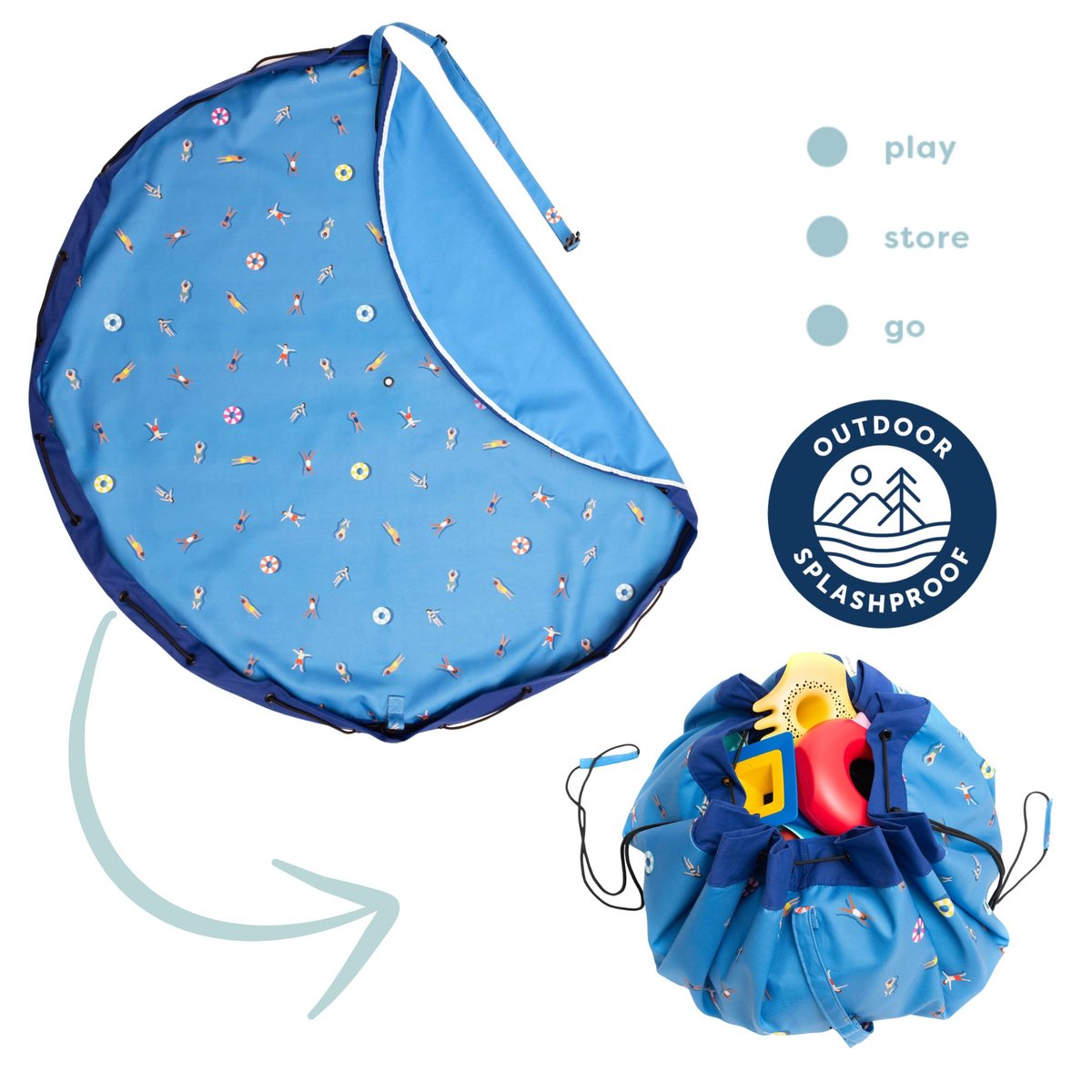 play&go - tapis de jeu & sac à jouets outdoor - swim fun bleu, multicolor, PLAY ET GO