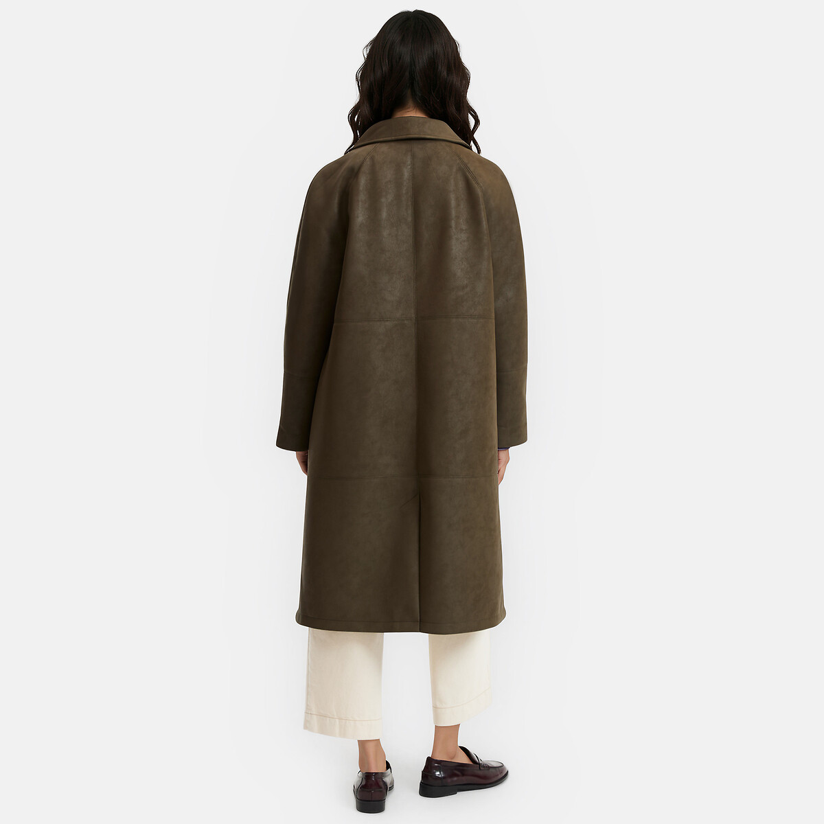 Langer Mantel aus Polyester-Kunstleder mit Antik-Optik khaki, LA REDOUTE COLLECTIONS