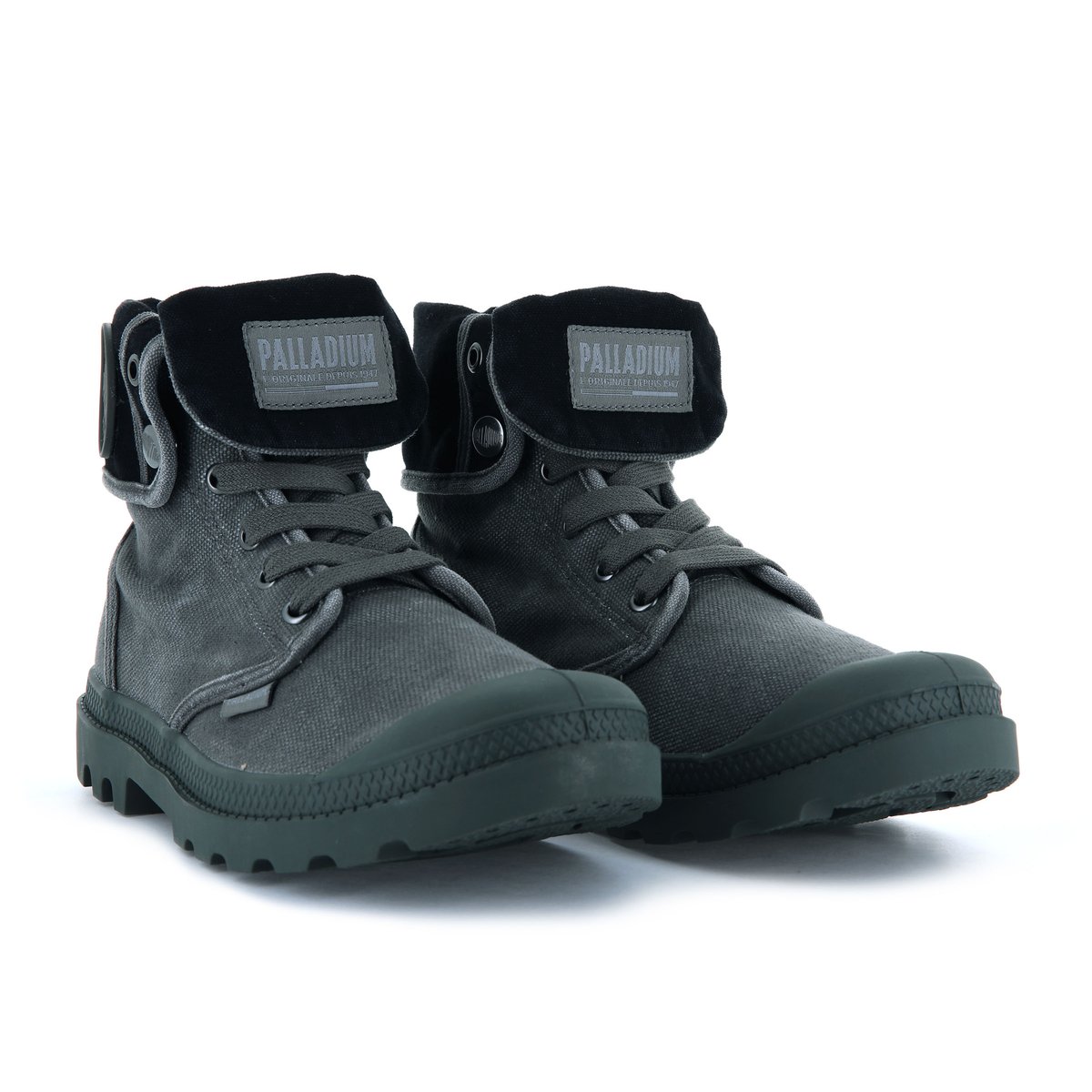 Baskets montantes à revers Baggy gris-anthracite, PALLADIUM