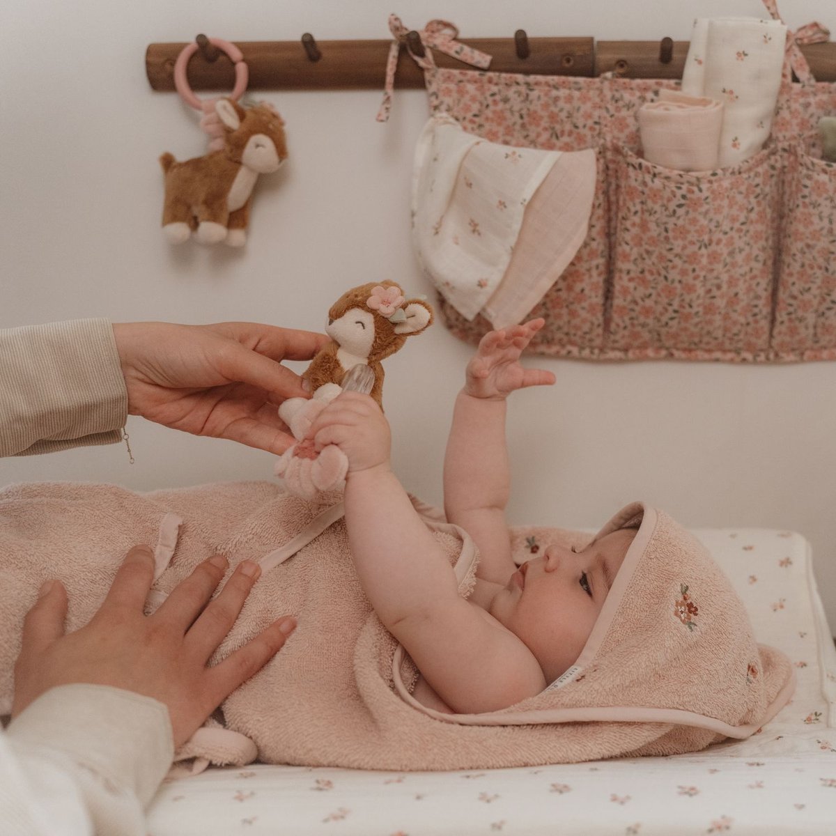 Housse pour matelas à langer blanc, rose, LITTLE DUTCH