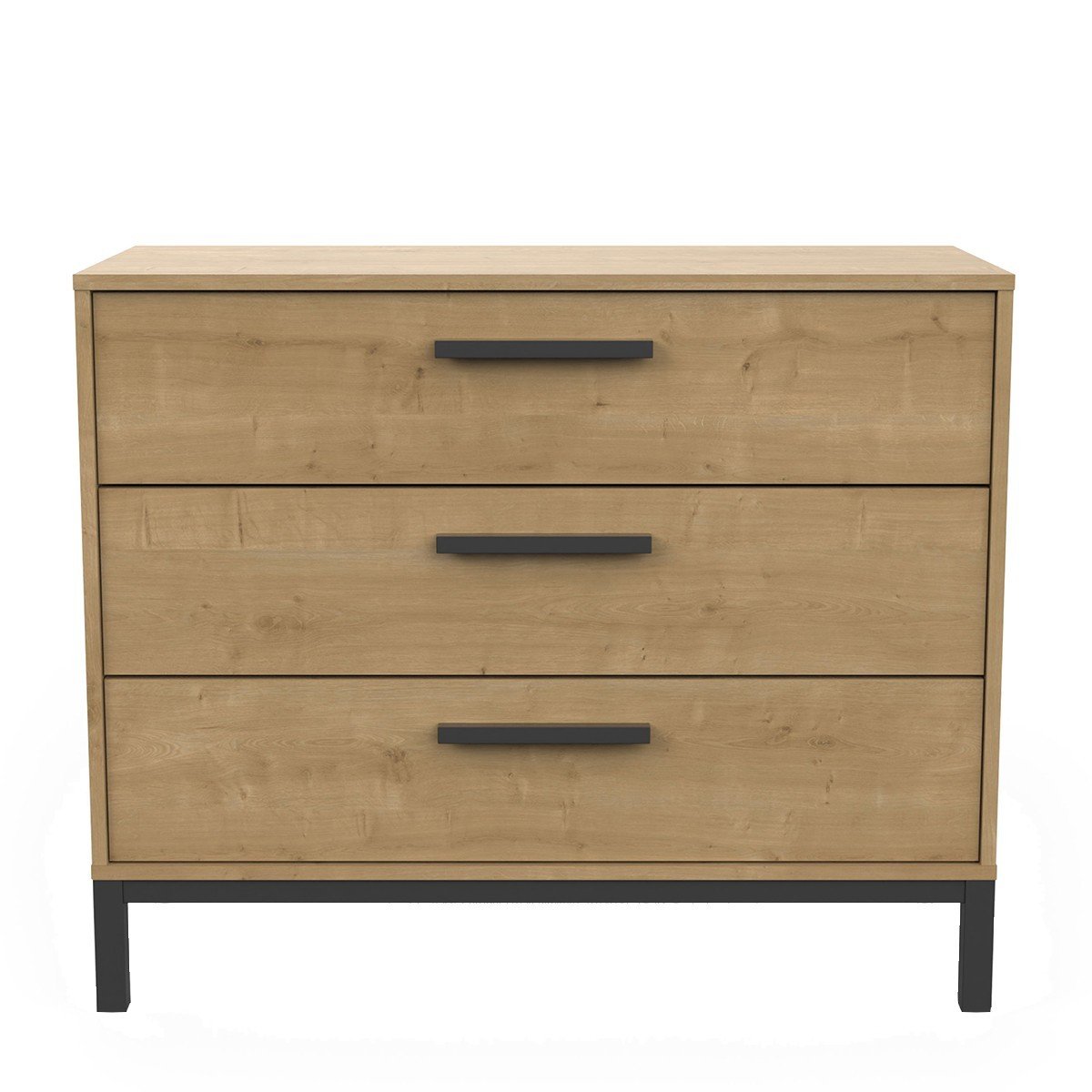 Commode 3 tiroirs L90,7 cm - CRAFT chêne artisan / noir, CALICOSY