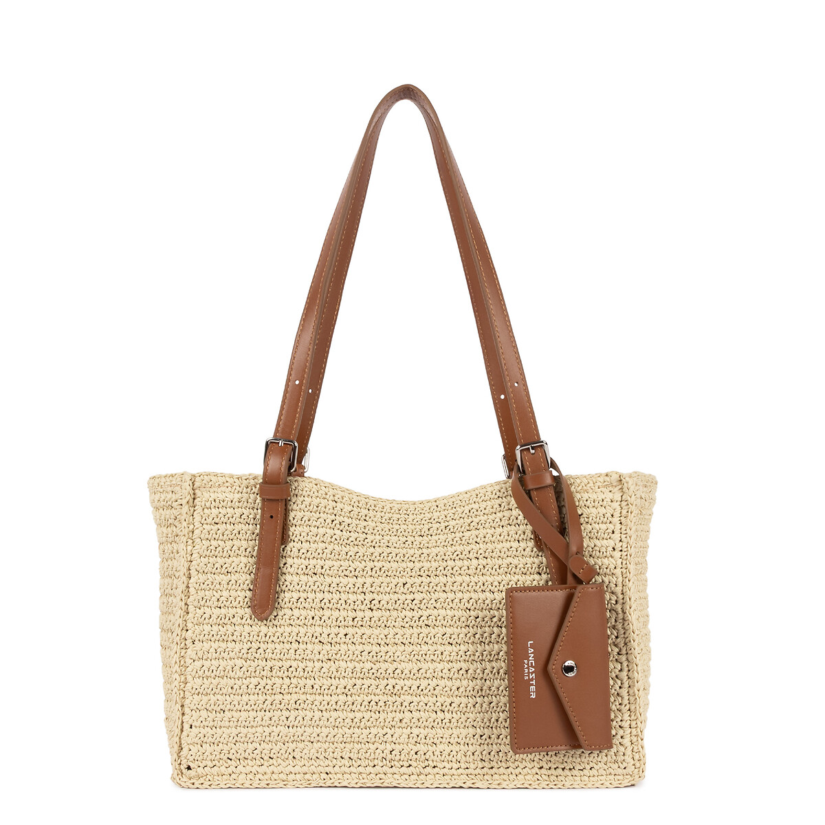 Sac cabas en paille et cuir, PLAYA camel, LANCASTER