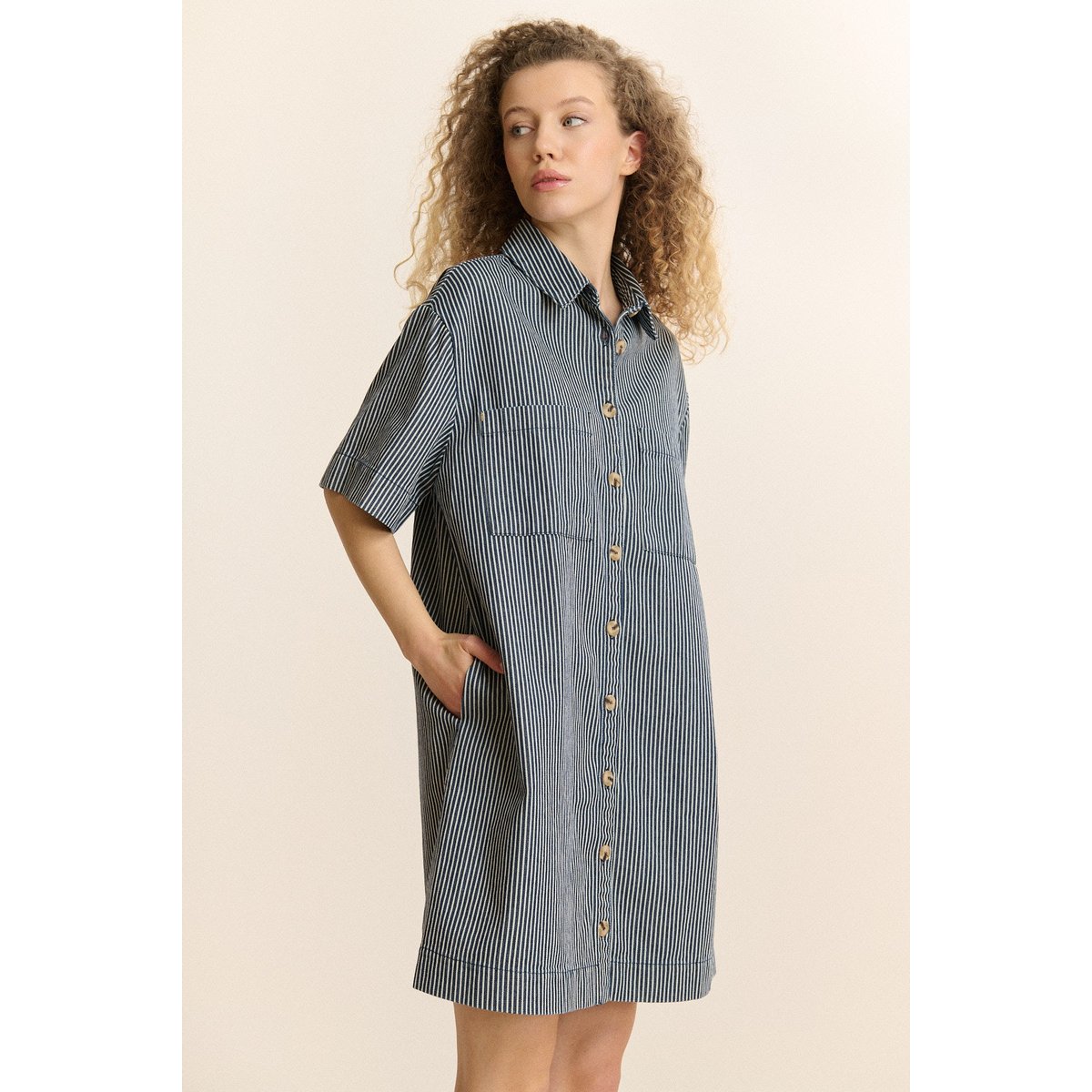 Robe chemise courte à rayures  CALIE marine, GARANCE PARIS 