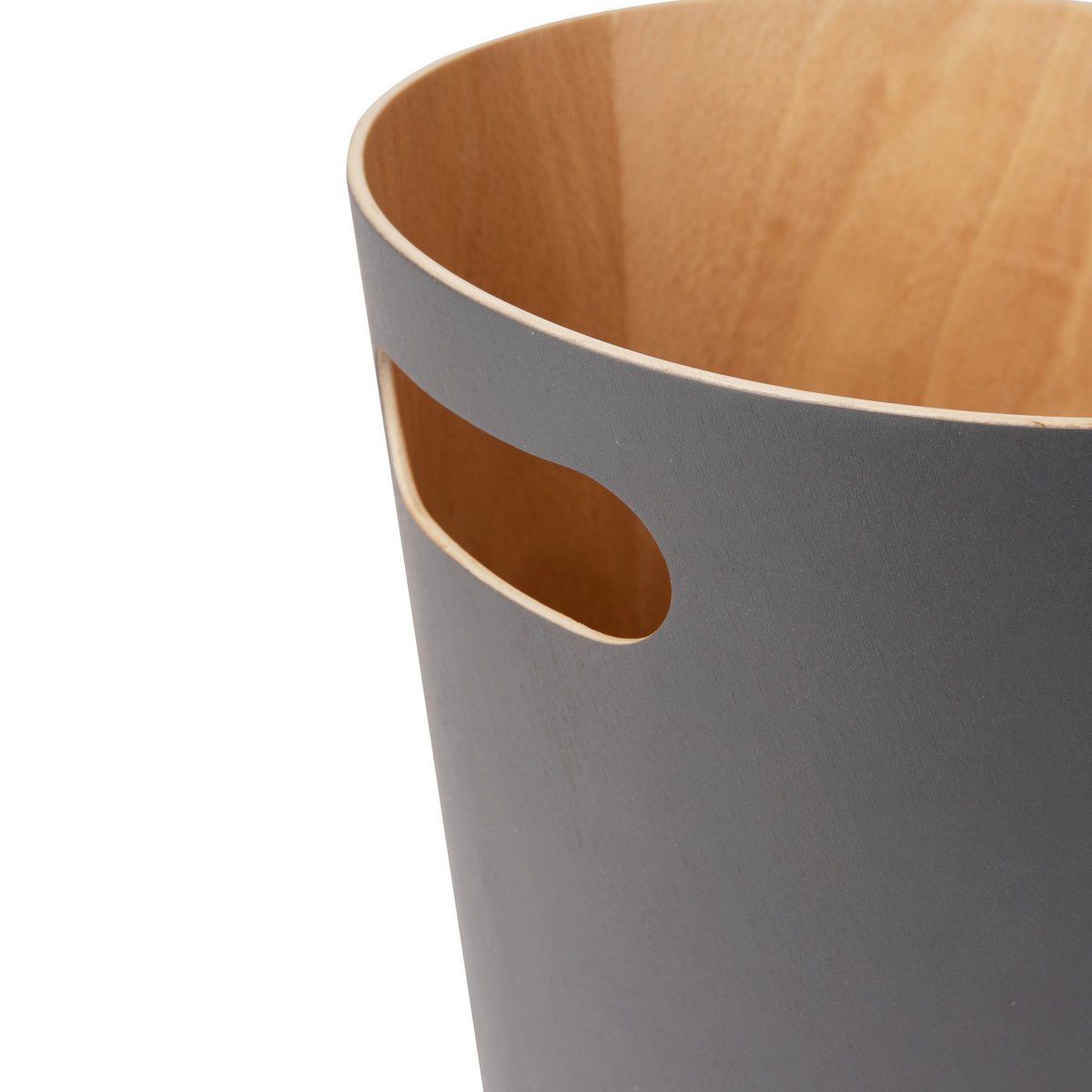 Corbeille bois  WOODROW gris foncé, UMBRA