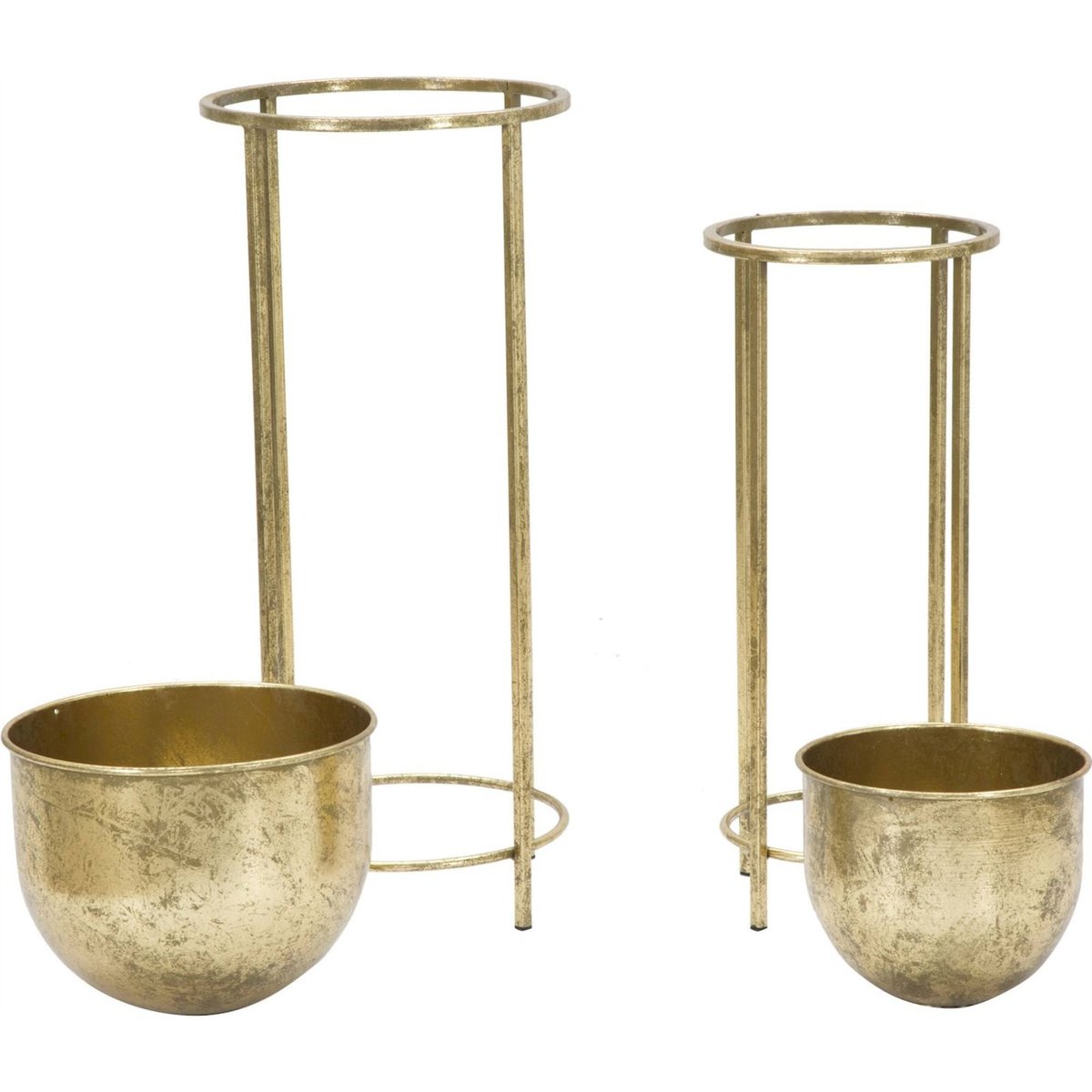 Duo de cache-pots sur pied en fer GLAM doré, RECOLLECTION