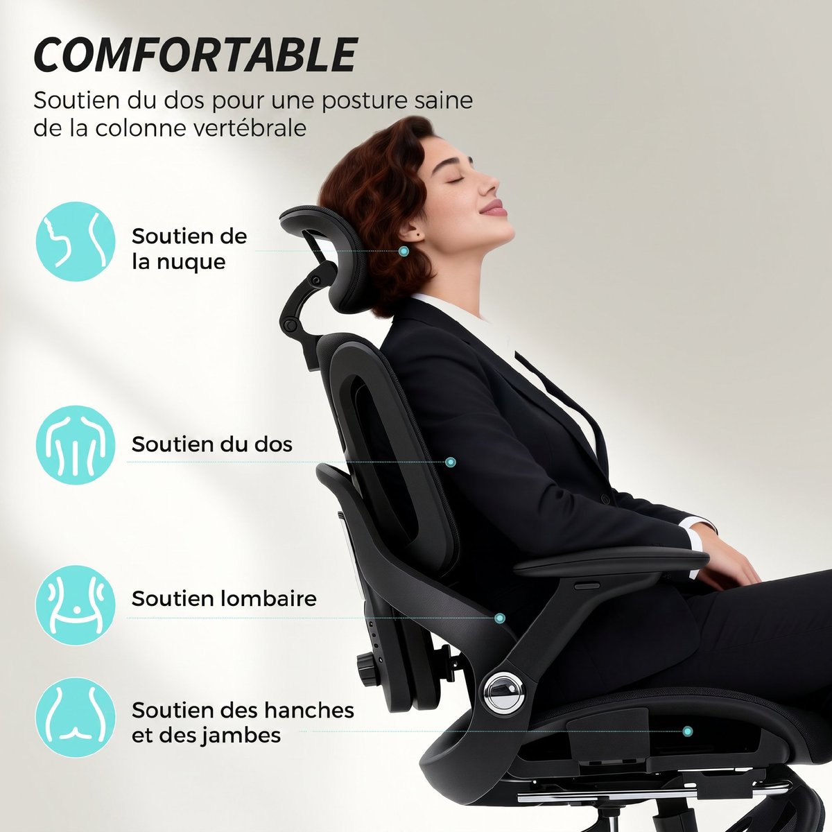 Chaise de bureau Maille (100% polyester) Noir noir, HOMCOM