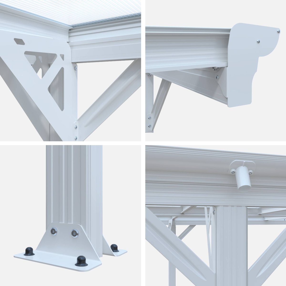 Carport aluminium et polycarbonate 15m² LE BORN blanc, SWEEEK