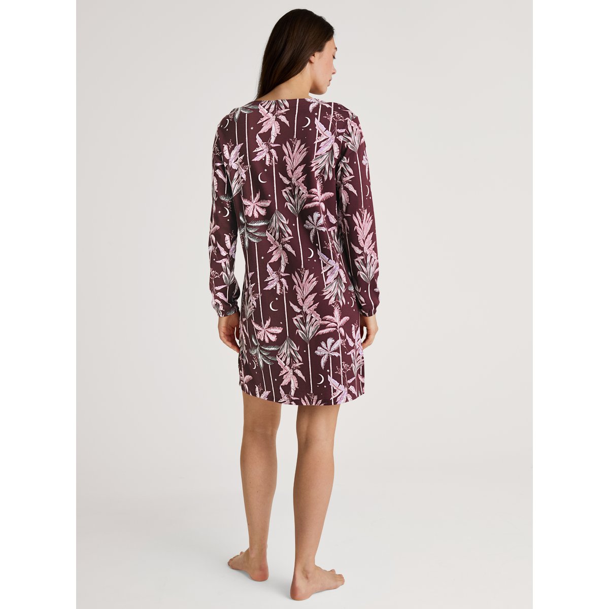 Chemise de nuit à manches longues, longueur 95 cm manches longues Coton FAVOURITES GROUND port royal red, CALIDA