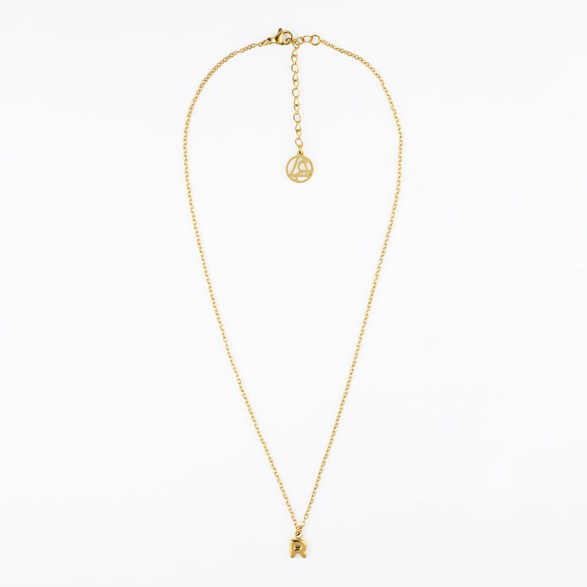 Collier à pendentif lettre R acier inoxydable doré, BALABOOSTE