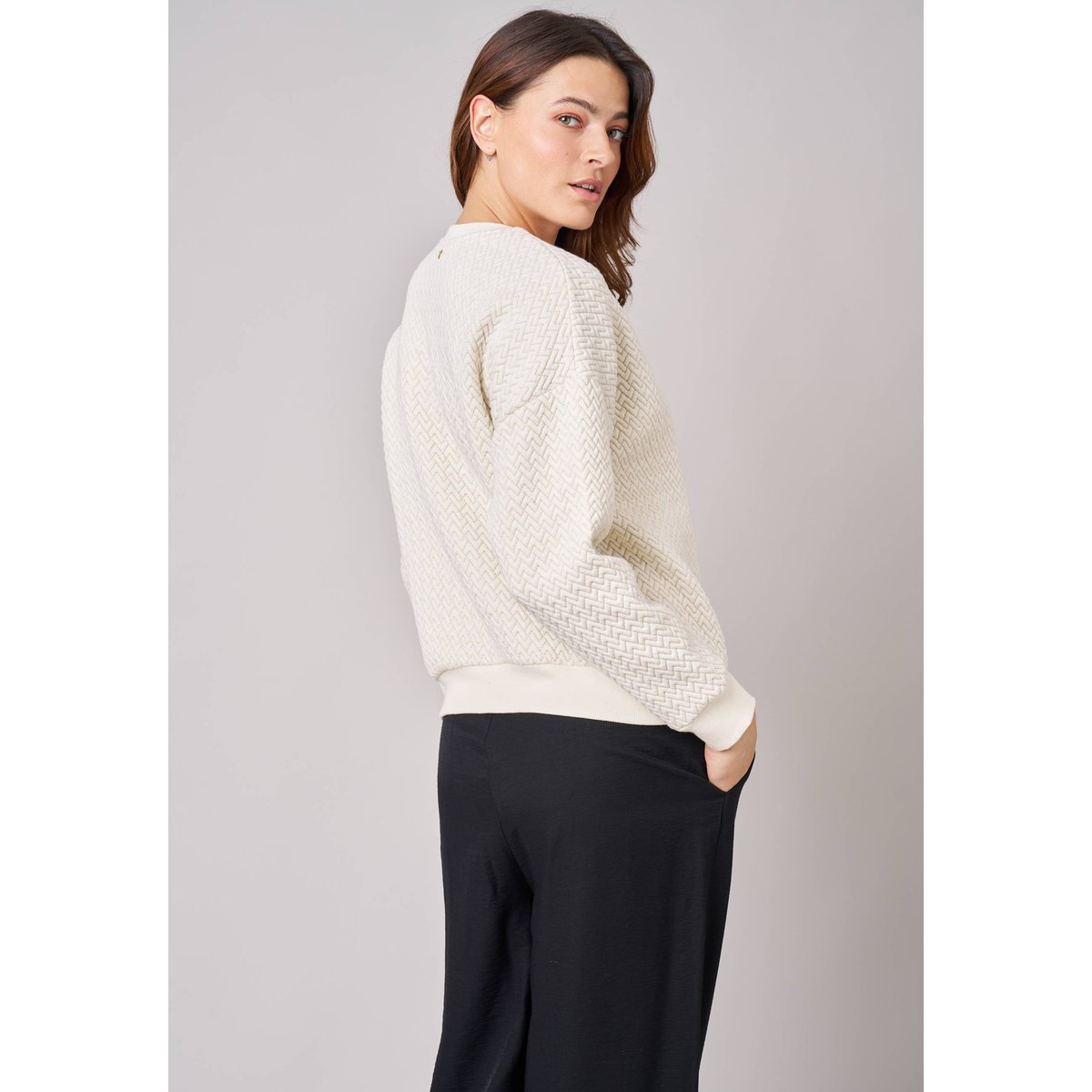 Sweat regular femme molletonné SALMA off white, DEELUXE