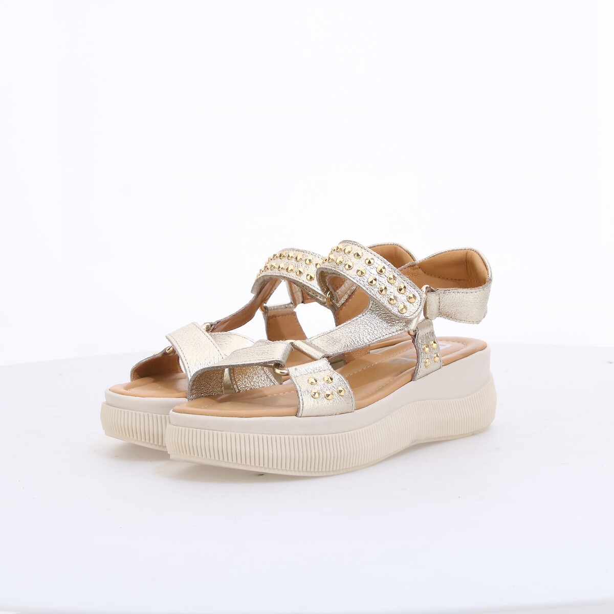 Sandales plateforme en cuir platine, MJUS