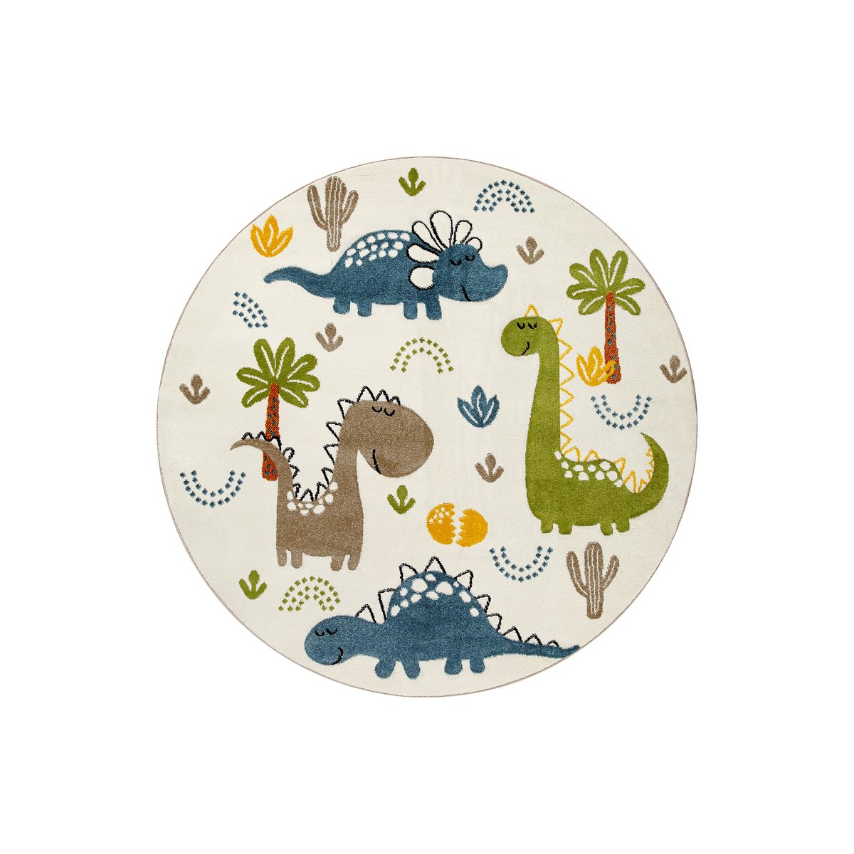 Tapis enfant rond motif dinosaures ,  Dino & Friends crème blanc, multicolore, SMART KIDS