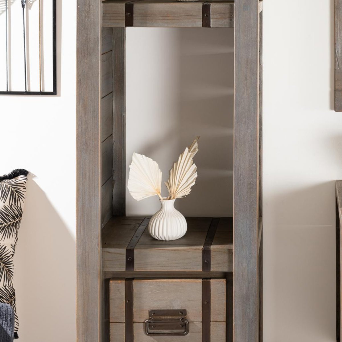 Colonne de en métal et bois rectangle 190 cm LOFT gris, WANDA COLLECTION