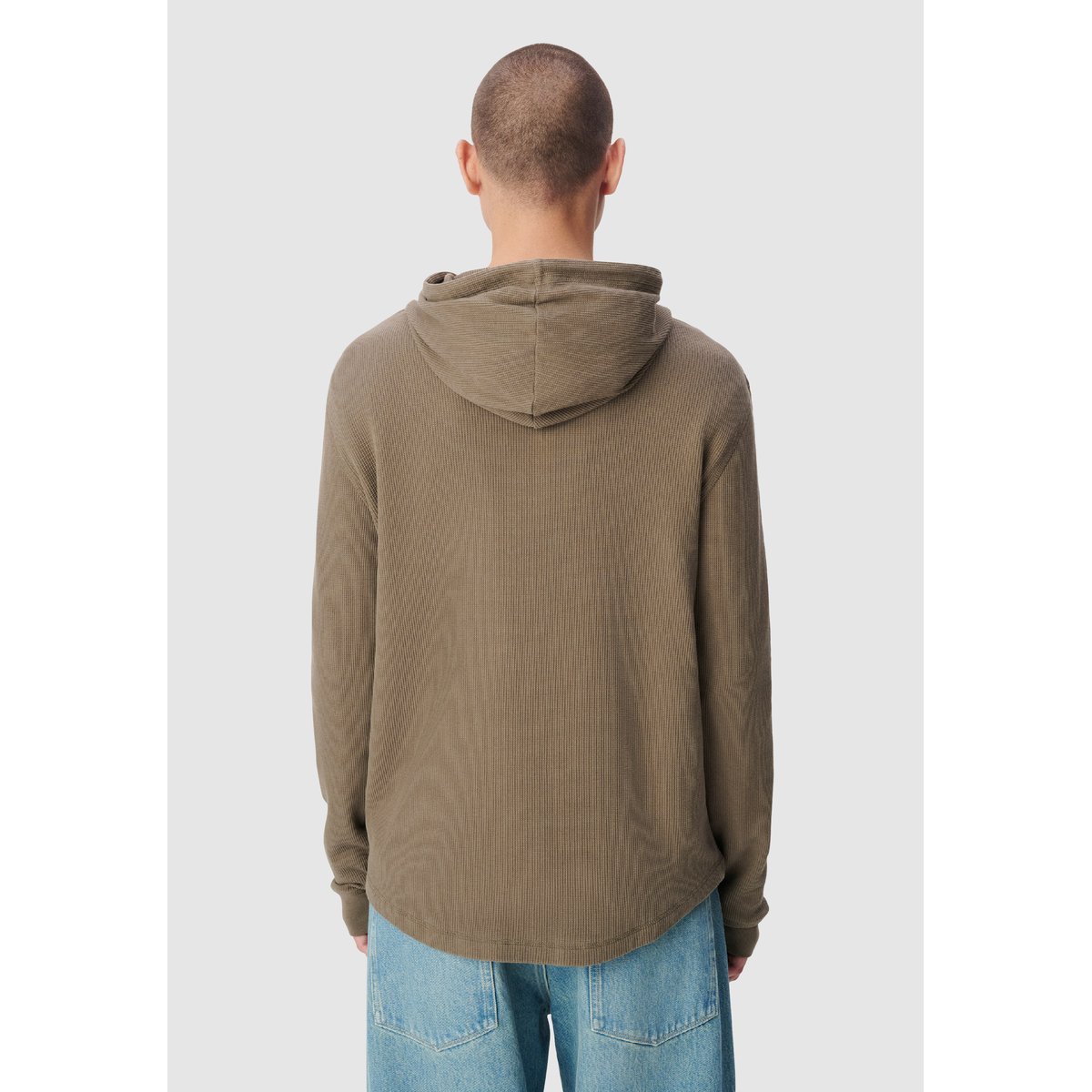 Tee-shirt capuche maille nid d'abeille vert kaki, IKKS