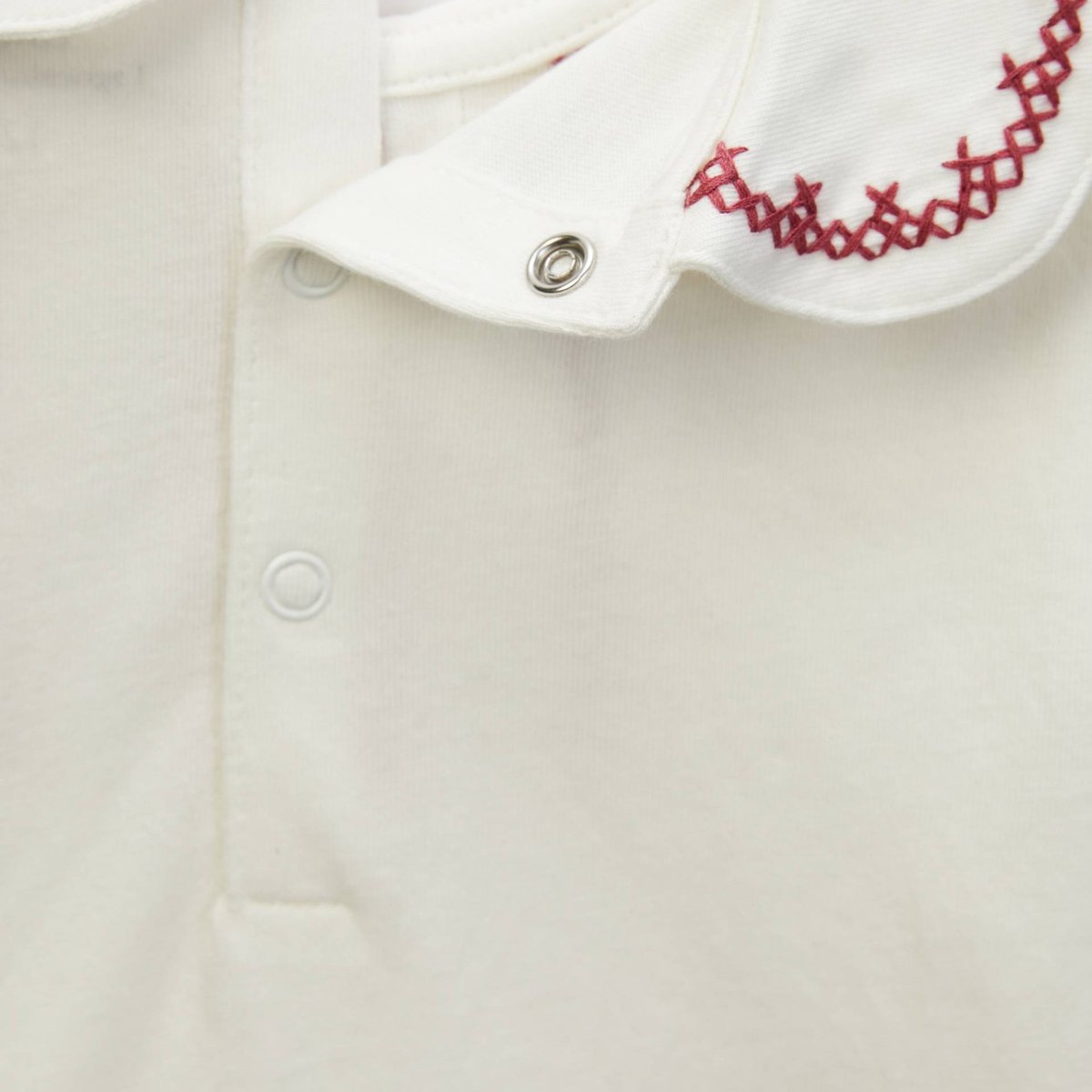 T-shirt manches longues col claudine uni en coton BIO GOTS ecru, BOUT'CHOU