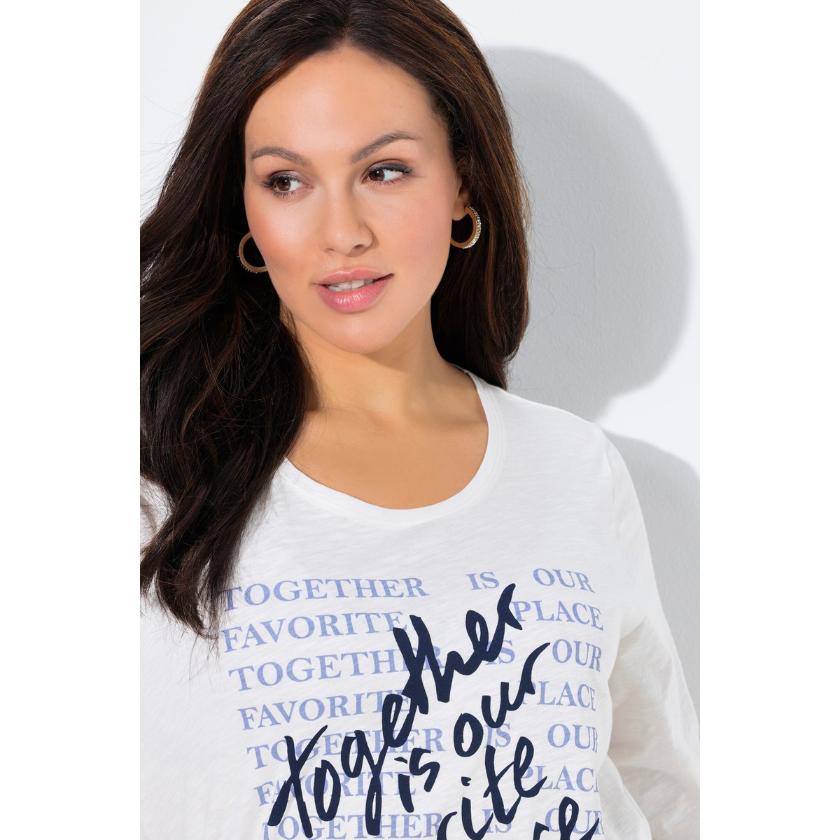 T-shirt message fantaisie blanc cassé, ULLA POPKEN