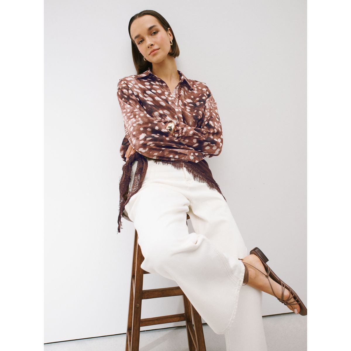 Chemise décontractée en coton léger motif de cerf, NEXT