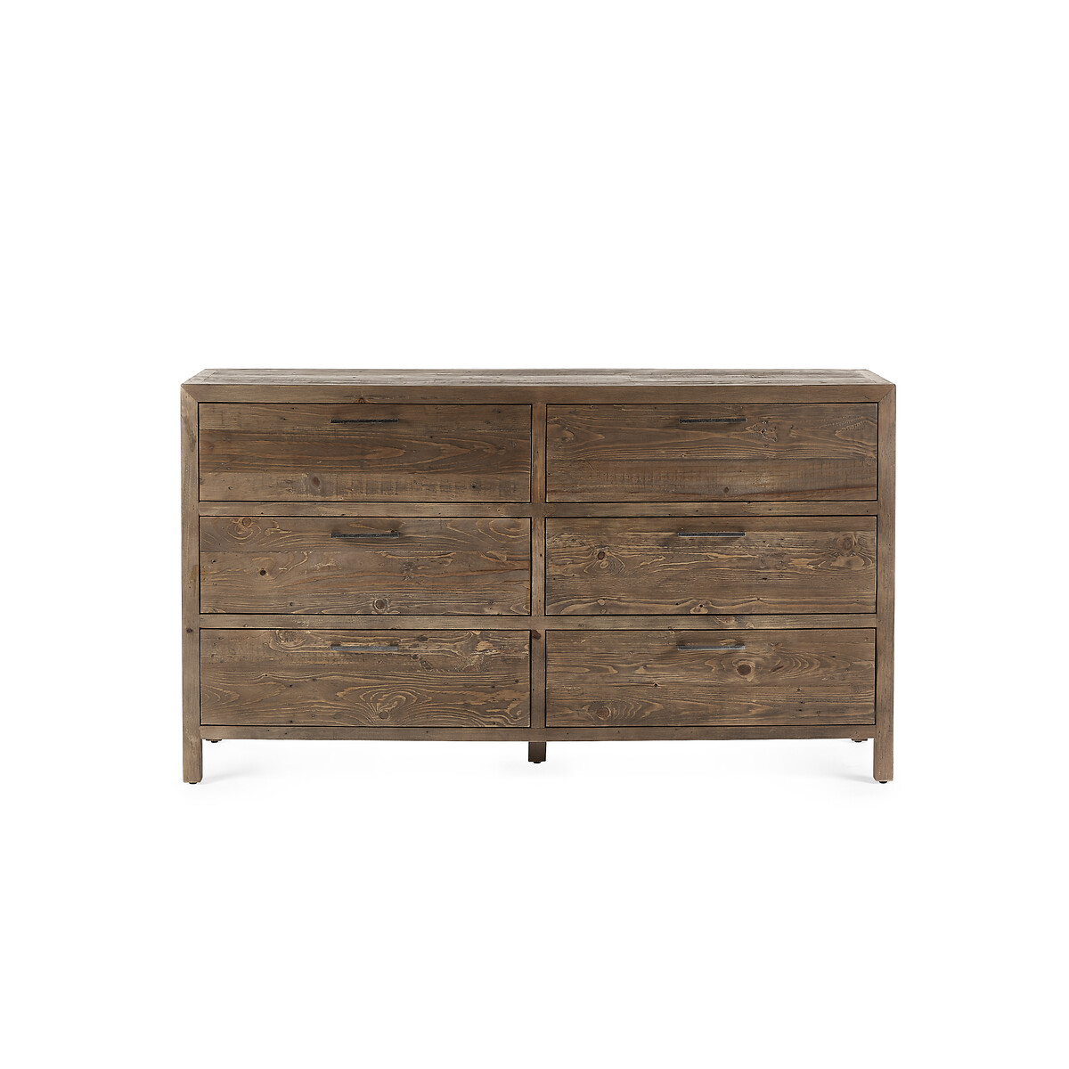 Ember Reclaimed Wood 6 Drawer Wide Chest rustic dark wood, SO'HOME