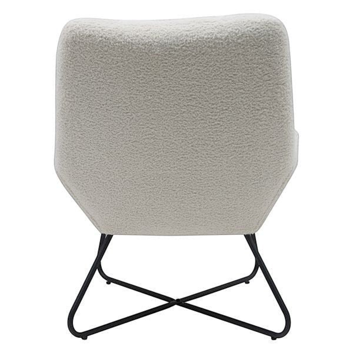 Fauteuil tissu effet laine bouclette blanc, ZAGO