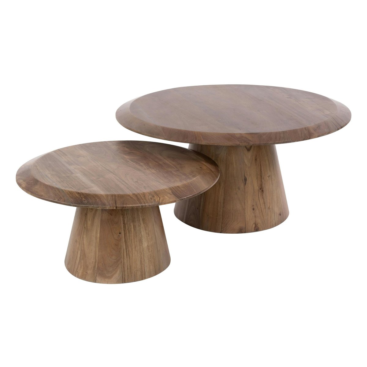 Table basse gigogne ronde bois foncé (lot de 2) NAKO marron, PIER IMPORT