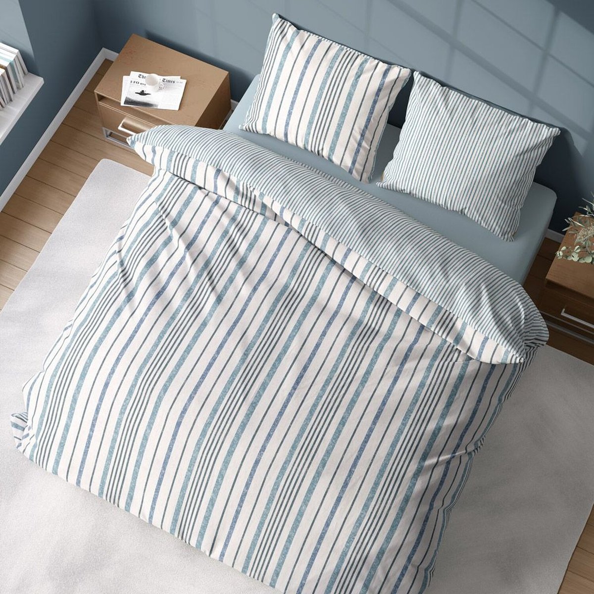 Parure housse de couette en coton imprimée, Calanque blanc, C DESIGN HOME TEXTILE
