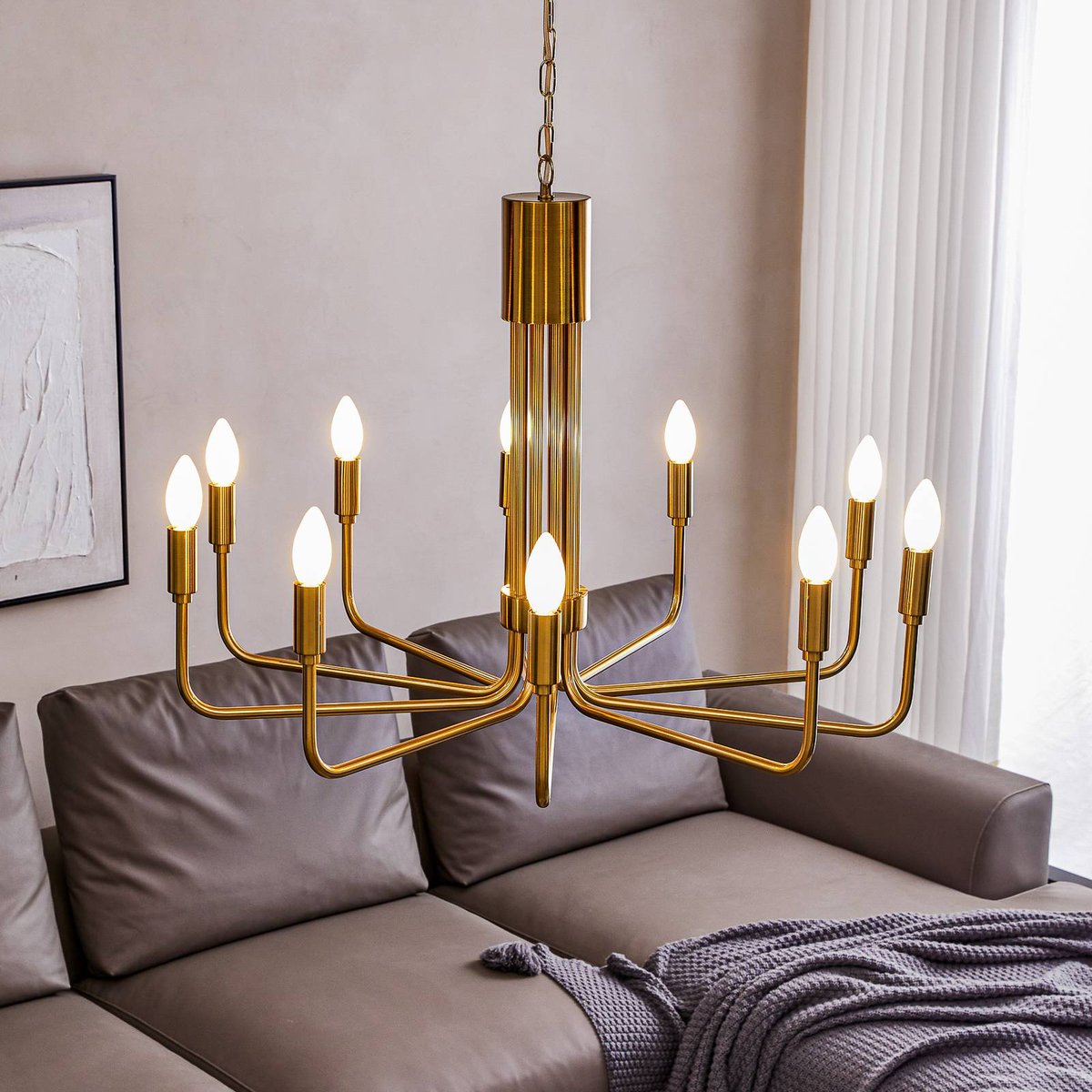 Lustre en métal antique, Elanova laiton, LINDBY
