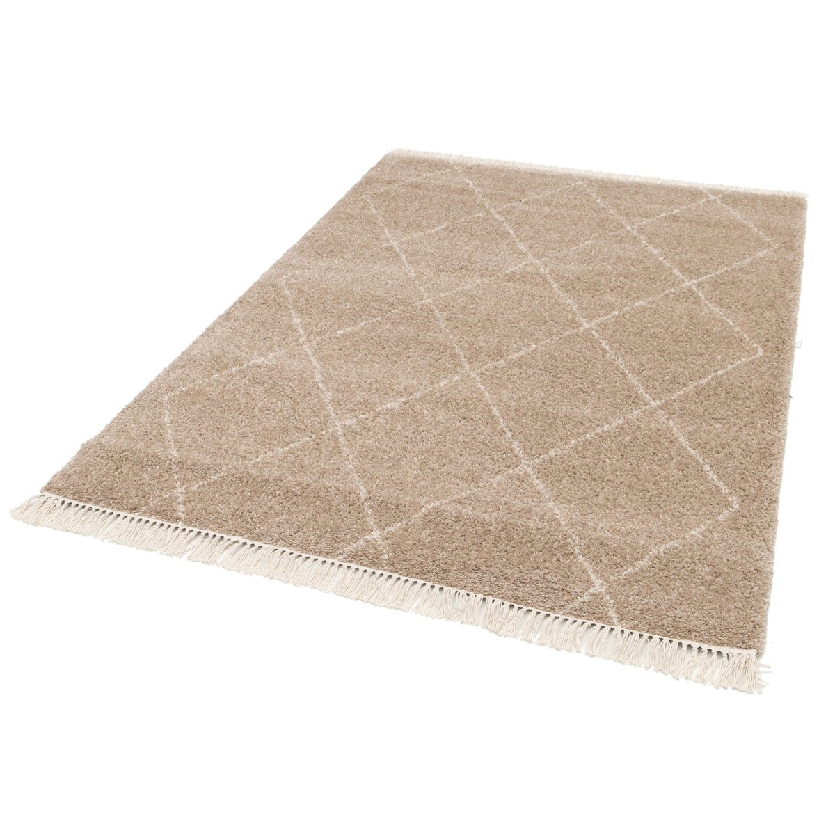 Tapis épais à franges doux et raffiné NILE brun naturel, AFK LIVING