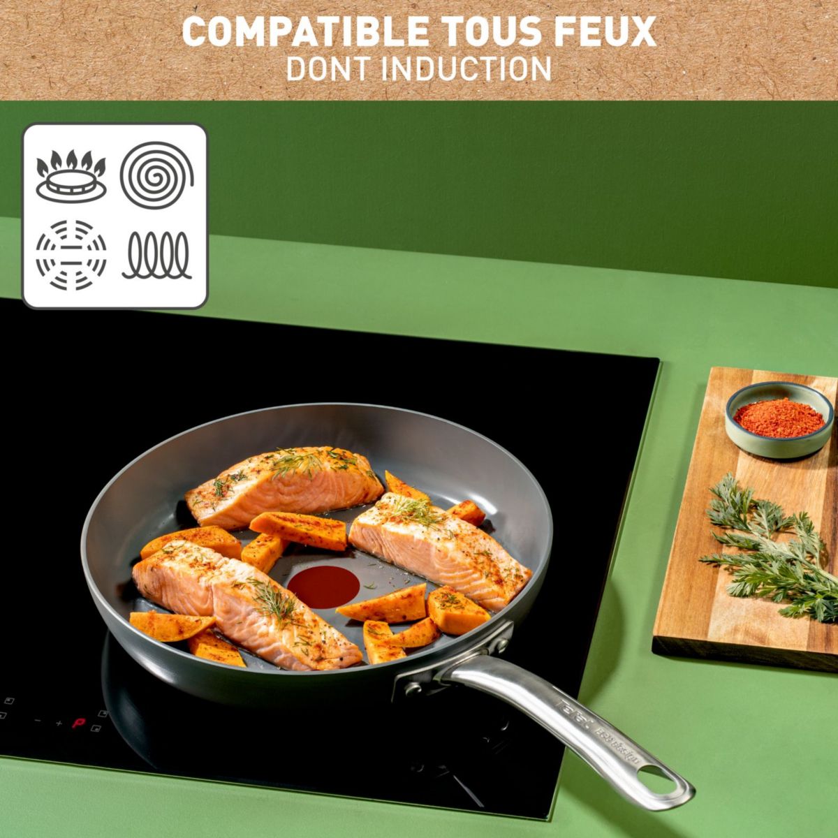 Poêle Manche fixe Renew+ 20cm C4240253 blanc, TEFAL