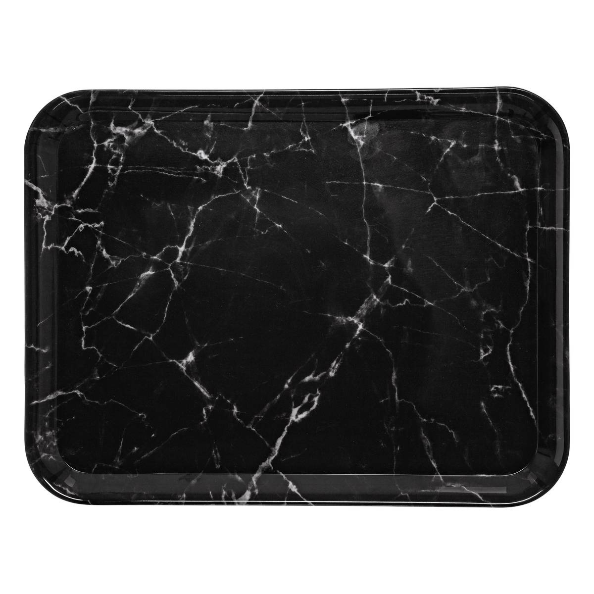 Plateau rectangulaire effet marbre en mélamine ESSENTIELS noir, 5FIVE SIMPLY SMART